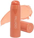 Palladio I'm Blushing 2-in-1 Cheek and Lip Tint, Buildable Lightweight Cream Blush, Sheer Multi Stick Hydrating formula, All day wear, Easy Application, Shimmery, Blends Perfectly onto Skin, Peach