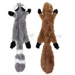 Stuffingless Dog Toy, Squirrel Raccoon Squeaky Plush Dog Toy, Stuffingless Dog Chew Toy for Small Medium Dogs - 2 Pack, 45cm