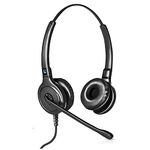 Leitner LH245XL Dual-Ear Corded Office Telephone Headset with Noise Cancelling Microphone - Includes 5-Year Warranty