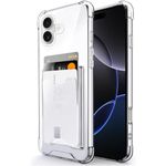 SHIELDS UP for iPhone 16 Plus Case, Wallet Minimalist Case with Card Holder [3 Cards], Transparent Slim Shockproof TPU Bumper Cover for iPhone 16 Plus 6.7'' - Clear