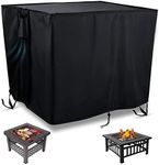 Flymer Fire Pit Cover, 84cm Square Gas Fire Pit Covers for Garden Fireplace Waterproof Heavy Duty 420D Oxford Fabric Outdoor Firepit Covers-84x84x61cm(Black)