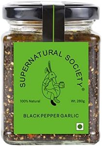 Supernatural Society Black Pepper Garlic Sauce - 280g | Cook, Dip, Marinate, Spread | Vegan, Gluten-Free | No MSG | Perfect for Rice, Noodle, Tofu, Paneer, Veggies & Meat