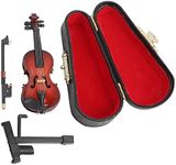 Mini Violin Model, Miniature Violin Model with Stand Case Dollhouse Accessories Mini Musical Instrument Decor Gift