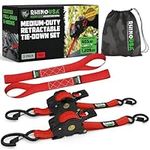 Rhino USA Retractable Ratchet Tie Down Straps (2PK) - 1,209lb Guaranteed Max Break Strength, Includes (2) Ultimate 1" x 10' Autoretract Tie Downs with Padded Handles. Use for Boat, Securing Cargo
