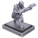 Amoysanli Knight Pen Holder Desk Organizers and Accessories Desk Decor Resin Pen Holder as Gift with a Cool Pen for Office and Home (Silver)