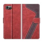 MOBESV Phone Cover For Blackberry Keyone, Flip Wallet Case for Blackberry Keyone Phone Case, Red/Dark Purple