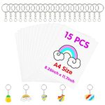 135pcs Heat Shrinky Paper Keychain Kit with 120pcs Keychains Accessories and 15pcs A4 (11.7''x8.3'') Clear Heat Shrinky Art Film Paper for Making Creative Craft Handwork Keychain Kit