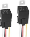 2PCS 4 Pin Relay 12V,40 AMP Relay Switch with 16/20 AWG Harness Set,Universal Car Accessories SPST Waterproof Relay Fit for Automotive,Trucks,Vans,Motorcycles,Boats