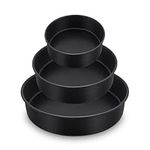 HaWare Cake Tin Set of 3, 6inch/8inch/9.5inch Nonstick Stainless Steel Cake Pan for Baking Roasting Serving, Round Birthday Wedding Layer Cake Mould, Healthy & Non-Toxic (16cm, 20cm, 24cm, Black)