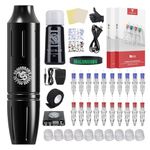 Dragonhawk Tattoo Pen Kit Tattoo Machine Gun Kit Complete Tattoo Kit, Tattoo Needles Cartridges for Playing & Learning Easy Start D13