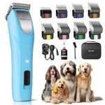 FuzzyFix Dog Clippers Professional for Thick Hair, Low Noise Clippers Cordless Ergonomic Design with 2-Speed,Dog Grooming Kit for Cockapoos Labradoodles Poodles & Cavapoos with Metal Comb Guides