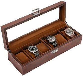 ProCase Watch Box for Men, 6 Slot Wooden Watch Display Case Mens Watch Box Organizer, Wood Watch Cases for Men Watch Storage, Watch Holder Organizer with Glass Lid -Espresso