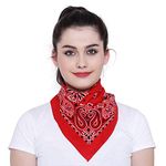 GIRRIJA Women's Cotton Paisley Bandanas (Black, 22" X 22") - Pack of 1 Piece