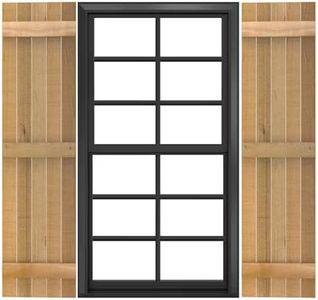 Design Craft Millworks 400319 15 in. x 55 in. 5 Board Duo Natural Cedar Board-N-Batten Shutters Pair