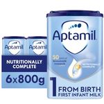 Aptamil 1 First Baby Milk Powder, from Birth, 800g (Pack of 6)