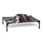 K&H Pet Products Cooling Elevated Dog Bed Outdoor Raised Dog Bed with Washable Breathable Mesh, Dog Cot Bed No-Slip Rubber Feet, Portable Dog Cot Outdoor Dog Bed Medium Realtree Edge Camo/Black Mesh