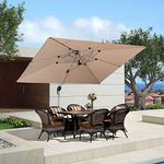 PURPLE LEAF 9' X 12' Patio Umbrella Outdoor Luxury Cantilever Umbrella with 360° Rotation Rectangle Umbrellas Windproof Offset Umbrella Heavy Duty Sun Umbrella for Garden, Deck, Table, Backyard and Pool, Beige