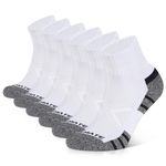 Closemate Mens Athletic Ankle Socks 6 Pairs Black Quarter Running Cotton Wicking Cushioned Socks for Women Non Slip Anti Blister Breathable Performance Mens Socks（6 White, Size L)