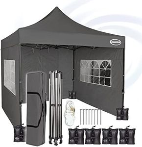 MAXIMUS HEAVY DUTY POP UP GAZEBO 3m x 3m COMMERCIAL MARKET STALL WITH 4 WEIGHT BAGS (4 Walls, Grey)