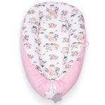 YGJT Baby Nest Pod for Newborn, Baby Lounger for 0-12 Months Boys Girls, 100% Cotton Baby Sleep Nest, Baby Essentials for Newborn, Baby Gifts (Lovely Deer Pink)