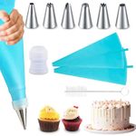 ZAHACRAFT Piping Bags and nozzles Set - 10pcs Icing Bags and Tips Set - Easter Piping Bags and Cake Decorating Supplies with 1 Brush, 1 Converter, 2 Silicone Bags, and 6 Stainless Steel Nozzles