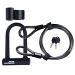 Hillington Bike Lock - 16mm Heavy Duty Steel U-Lock Shackle with Cable and Keys - High Security Anti Theft Protection Mounting Brackets - Mountain, Road, Electric, Folding Bikes & Scooters