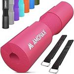 AMONAX Barbell Squat Pad, Extra Thick Foam Padding for Neck & Shoulder Support, Heavy Duty Gym Fitness Workout Cover for Women Hip Thrusts, Weight Lifting and Heavy Weight Squats (Pink)