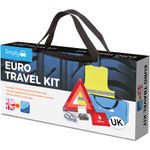 Simply ETK1 Europe Travel Kit. 7 Piece Set includes Warning Triangle, Reflective Vest, Headlight Beam Converters, UK Plate, Bulb Kit and FIRST Aid Kit