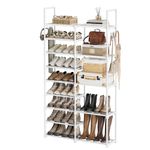 WOWLIVE 9 Tiers White Shoe Rack Organizer for Closet Shoe Storage 30-35 Pairs Metal Shoe Rack for Garage for Entryway Stackable Shoe Rack Shelf Durable Pipes with Plastic Connectors