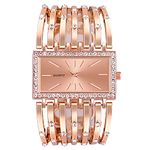 SIBOSUN Ladies Watch, Bling Bracelet Watch Lady, Rectangular Dial, Bangle Women Watch Crystal Rose Gold Luxury Classic Skeleton Quartz Ladies Watch