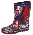 Marvel Boys Spiderman Wellington Boots Kids Rubber Wellingtons Rain Shoes Wellies Wellys Navy 10 UK Child