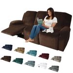 MAXIJIN 8 Pieces Recliner Sofa Covers, Stretch Velvet Reclining Couch Covers for 3 Cushion Furniture Covers, Thick, Soft, Washable Reclining Sofa Slipcovers (Sofa Recliner, Dark Coffee)