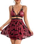 Avidlove Women Cosplay Lingerie Lace Babydoll V Neck Sexy Nightdress Strap Chemise Bat S