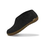 GLERUPS Indoor Outdoor Slippers Men & Women with Rubber Sole (Black) | Unisex Wool Slipper Shoes | Comfy Slippers Women Men | Cosy Gents and Ladies Slippers