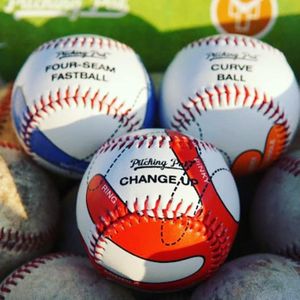 Pitching Pal - Best Training Aid for Pitching - Learn How to Position Your Hand and Fingers on The Baseball to Throw Your Best Pitch! Pack of 3 Balls - 4 Seam Fastball, Change-up and Curveball!