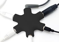 MyGadget 5-Way Female Aux Splitter Adapter - 5 Port Audio Jack 3.5mm Headphone Hub Divider to Share Music - for iPhone, iPod, Mp3 Player etc. - Black