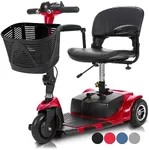 Vive 3 Wheel Mobility Scooter - Electric Powered Mobile Wheelchair Device for Adults - Folding, Collapsible and Compact for Travel - Long Range Power Extended Battery with Charger and Basket Included