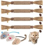Newoutset 4 Pcs Natural Silvervine Cat Chew Sticks, with 3 Pcs Cat Mouse Toys, Kitten Catnip Chew Toys for Indoor Cats, Cleaning Teeth, Teething, Stress Release Toys Sticks