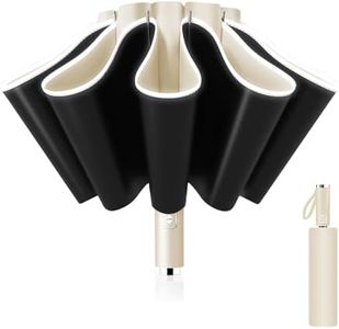 Pioggistar Parapluie Pliant Automatique, Parapluie inversé 10 Baleines pour Homme et Femme, Parapluie Diamètre 105 cm, Anti Vent, Anti Tempete, Beige