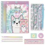 VOTUM Kids Back to School Supplies Kit - 11 Pcs Cute Stationery Set: Folders, Pencil Case, Notepad, Notebooks, Pencils, Eraser, Ruler - Ideal Gift for Students - (Kawaii)