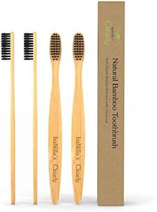 Clearly Bamboo Toothbrush Set | Extra Soft Charcoal Infused Bristles, Eco Biodegradable Wood, BPA Free Vegan Nylon | Great for Teeth Whitening, Sensitive Gums, Adults, Kids (Family Pack of 4)