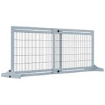 PawHut Freestanding Dog Gate, Foldable Pet Fence, Indoor Wood Barrier, Stair Gate with Support Feet, for Doorway, Hallway, Small and Medium Dogs, 69H x 104-183 cm, Blue-grey