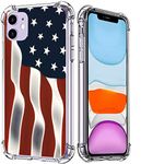 Ecute Military Clear Grade Protection [Air Armor Designed] Case Cover Compatible with iPhone 12 Mini 5.4 inch 2020 Released - Flowing American Flag