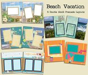 Beach Scrapbook Set - 5 Double Page Layouts