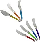French Home LG034 7 Piece Laguiole Jewel Colors Cheese Knife & Spreader Set, Multicolor