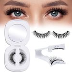 QUEWEL Magnetic Eyelashes, Wispy Magnetic Lashes Reusable Magnetic Eyelashes with Applicator No Glue Needed Natural Look Magnetic Eyelashes Kit Lightweight Fluffy for Makeup(HEIGD-Magnetic Lashes-B)