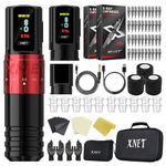 Xnet Vipera Adjustable Stroke Wireless Tattoo Kit - Rotary Tattoo Machine with Extra 2400mAh Battery Color Display Coreless Motor 40pcs X-RAY Mixed Size Cartridge Needles Professional Tattoo Artists