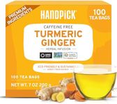 HANDPICK, Turmeric Ginger Tea, 100 Eco-Conscious Tea Bags | Caffeine Free, Gluten Free, Non-GMO | 100% Pure Herbal Blend - Savory & Spicy | Anti Inflammatory