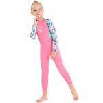 Kids Girls Boys Wetsuit Full Body Neoprene Thermal Swimsuit 2.5MM for Toddler Youth Children Teen, Long Sleeve Child Scuba Diving Surf Suit One Piece Sun Protection for Water Sports (Girl Pink, S)