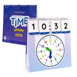 SPARK INNOVATIONS Large Learning Clock Telling Time Clock Kids Clock Flipbook for Teaching Children Time How to Tell Time, Analogue and Digital Clocks Writeable Dry Erase Option